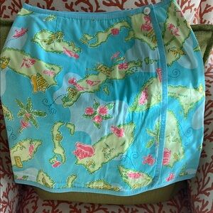 Tropical Print Wrap Skirt